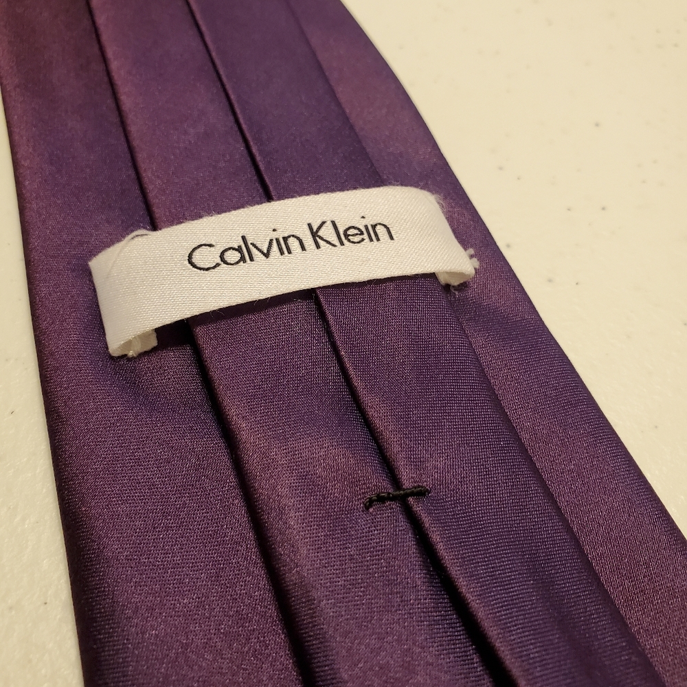 Calvin Klein Necktie Solid Purple Pattern Silk Ne… - image 3